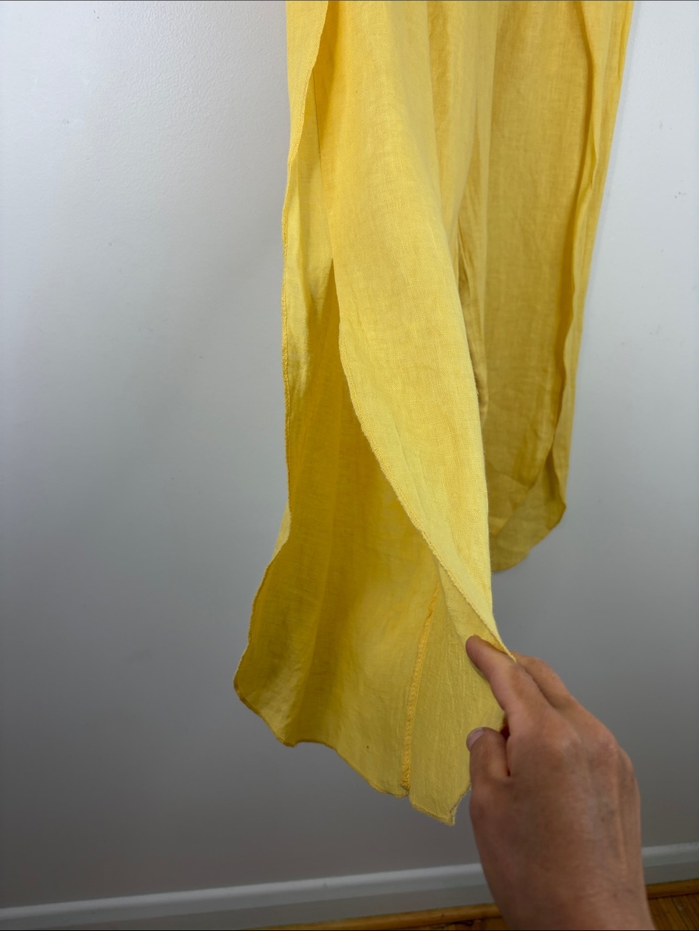 Linen Pants Womens One Size Medium Yellow Wide Leg Side Split Made in Italy - Picture 8 of 12